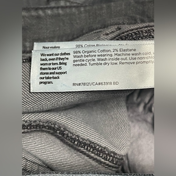 Eileen Fisher Carbon Gray Washed Slim Straight Jeans Size 6 - Picture 8 of 8